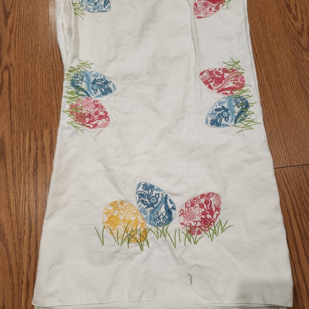 Pottery Barn Easter Day Table Runner Multicolor Embroidered - Picture 3 of 4